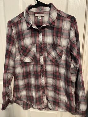 Adam Levine Collection Women's Plaid Button-Down Shirt in Red, Black & White